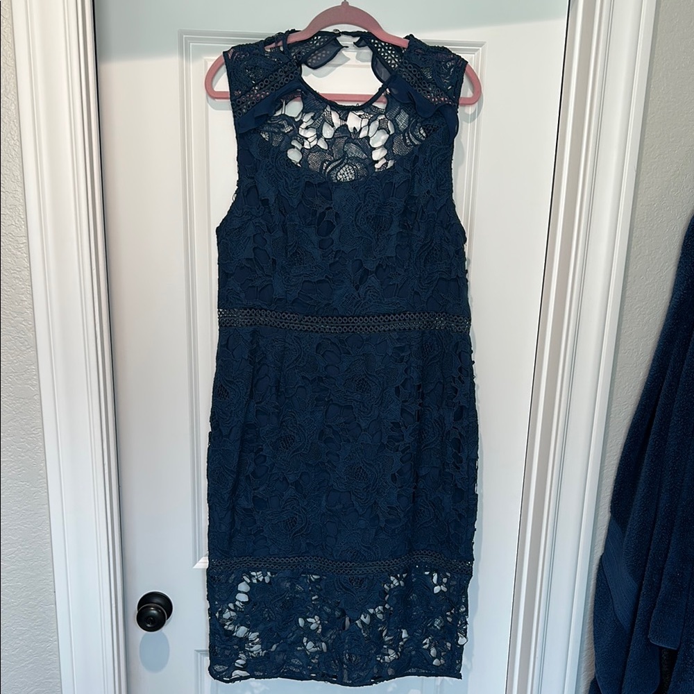 Navy Sheath Midi Dress for Cocktail